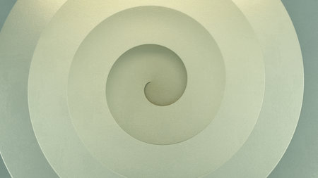 3D illustration in minimalist style, background, splash screen, concentric spiral in pastel powder green colorの写真素材