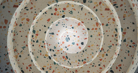 3D illustration in minimalist style, background, splash screen, concentric terrazzo spiral, steps...