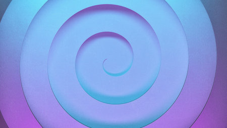 3D illustration in minimalist style, background, splash screen, concentric spiral in neon ultraviolet colorの写真素材