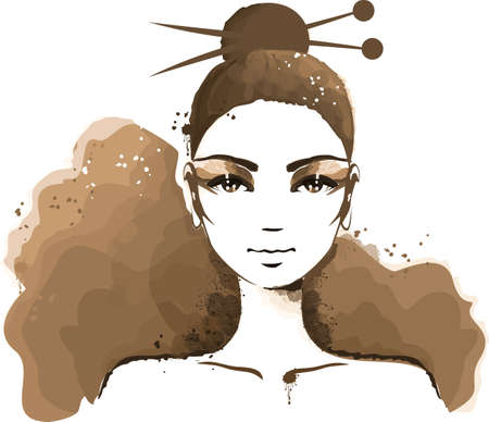 Watercolour portraitのイラスト素材