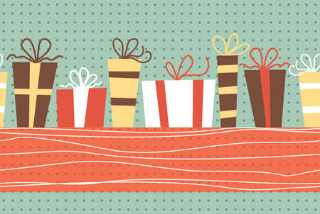presents seamless pattern with bannerのイラスト素材