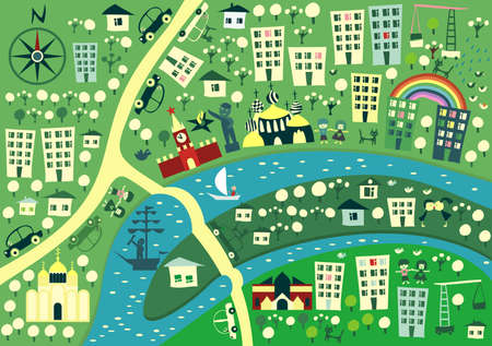 cartoon map of moscowのイラスト素材