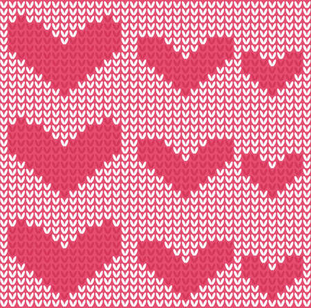 knitted hearts seamless patternのイラスト素材