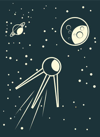 sputnik in cosmosのイラスト素材