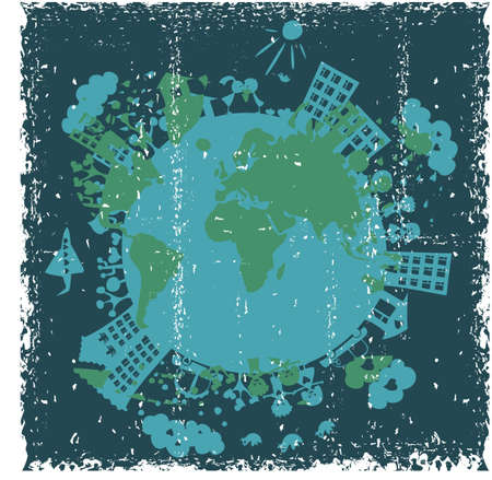 grunge globeのイラスト素材