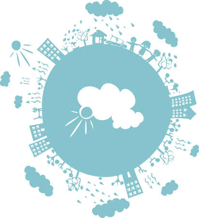 an illustration of a globe with a symbolic icon of the air element onのイラスト素材