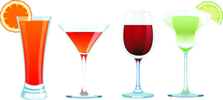 4 vector drinks isolated on white のイラスト素材