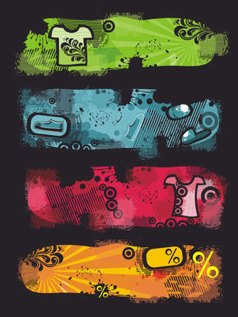 grunge banners with clothesのイラスト素材