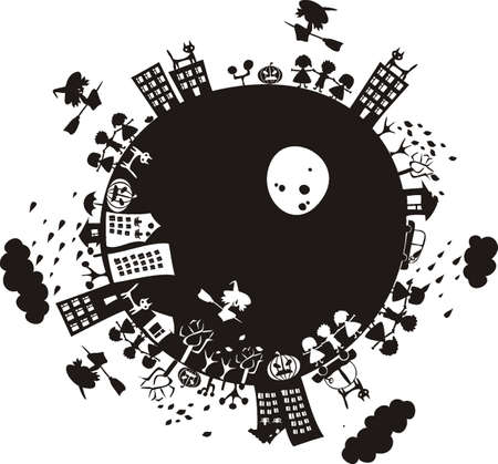 a black horror planet oh halloween のイラスト素材