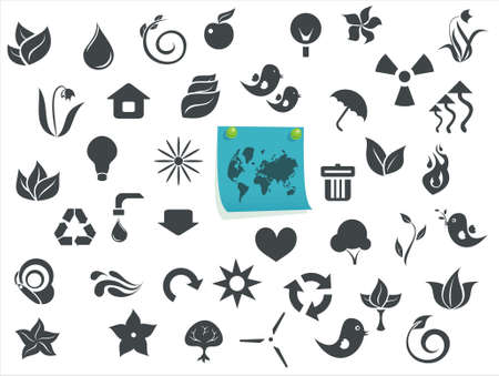 ecological icons with a sticker のイラスト素材