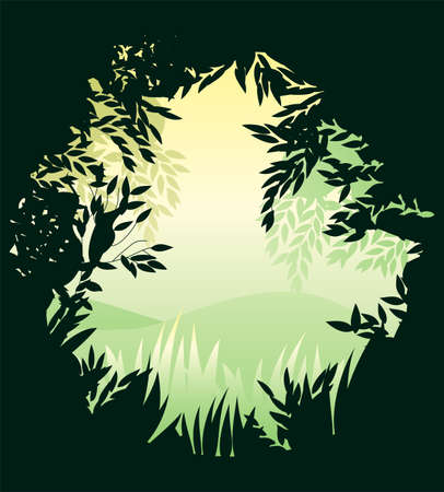 in the forest round bannerのイラスト素材