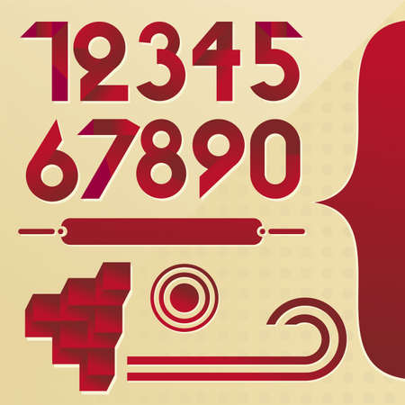 retro font design, numbersのイラスト素材