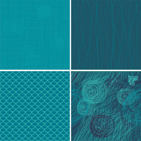 set of 4 blue seamless backgroundsのイラスト素材