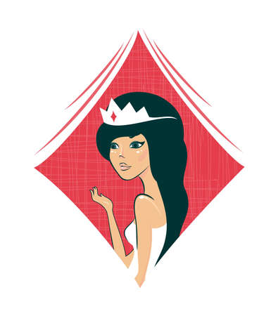 cartoon queen of diamonds のイラスト素材
