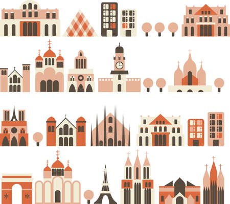 cartoon european houses in vector のイラスト素材