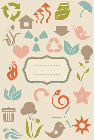 retro environment icons and banner のイラスト素材