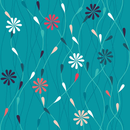 seamless flowers with drops のイラスト素材