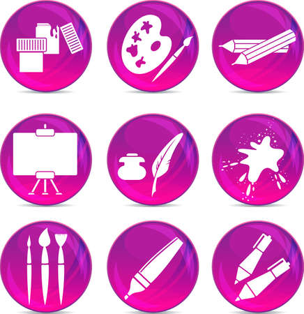 artistic icons on bright shiny balls esp10 のイラスト素材