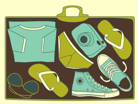 xray of inside the travel luggage のイラスト素材