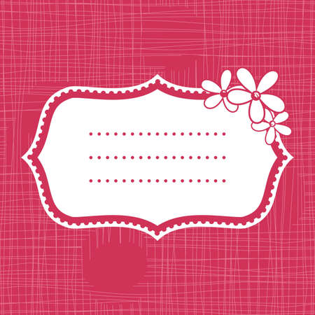 cute white banner on seamless pink background with flowers のイラスト素材