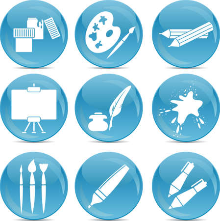 artistic drawing icons のイラスト素材