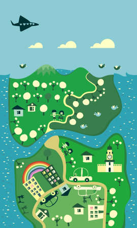 cartoon map of the city のイラスト素材