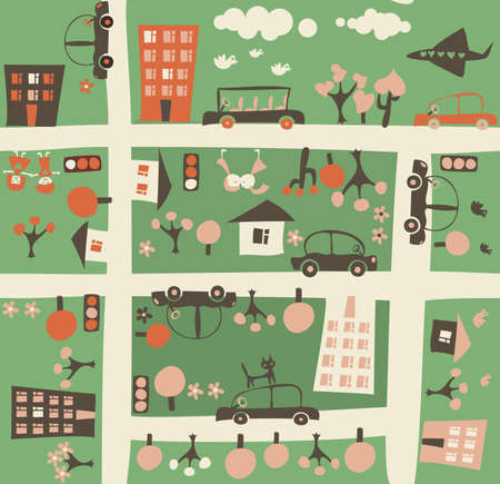 cartoon seamless map のイラスト素材