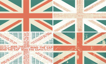 set of 4 retro flags of the UK のイラスト素材