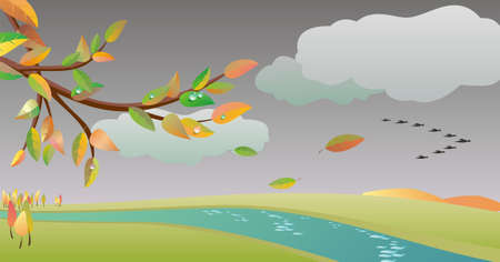 autumn landscape in vector のイラスト素材