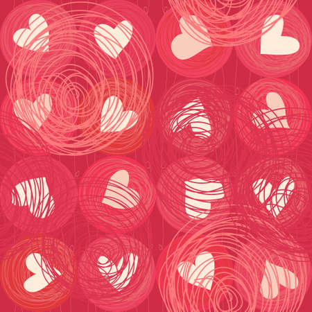 seamless doodle heartsのイラスト素材