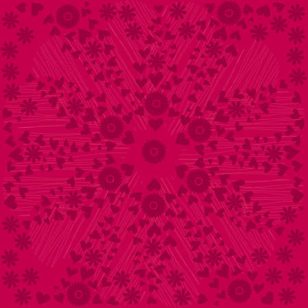 pink hearts and flowers patternのイラスト素材