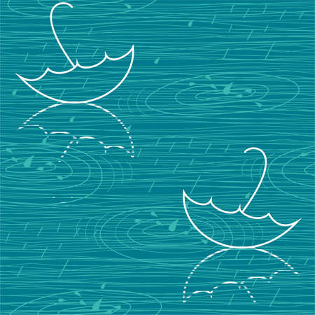 seamless umbrellas in a puddle のイラスト素材