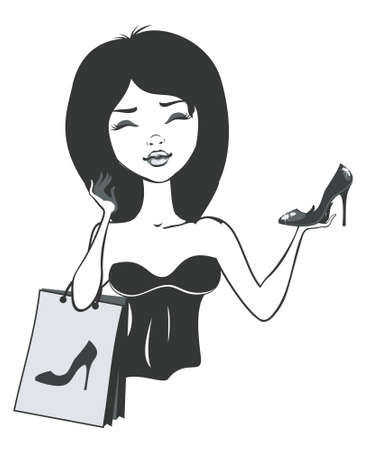 shoe shopping girl のイラスト素材