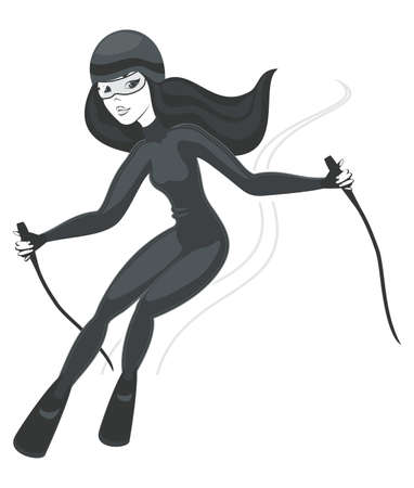 girl skiing isolated のイラスト素材