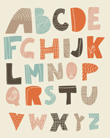 funky alphabet with textures on letters のイラスト素材