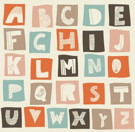 funky latin alphabetのイラスト素材