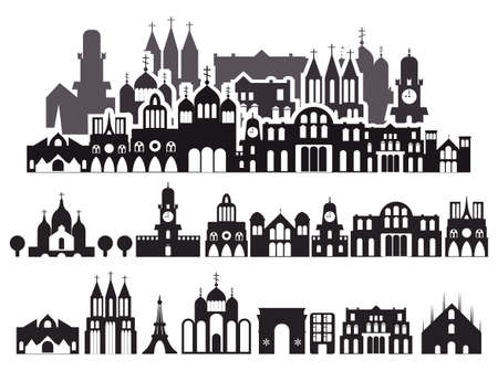 isolated horizontal street cityscape のイラスト素材