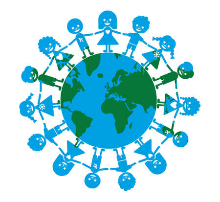 happy children on the earth のイラスト素材