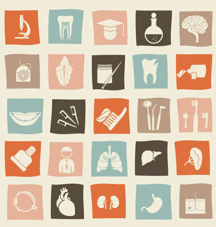 retro anatomical icons setのイラスト素材