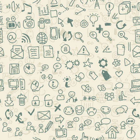 doodle web media and social media icons のイラスト素材