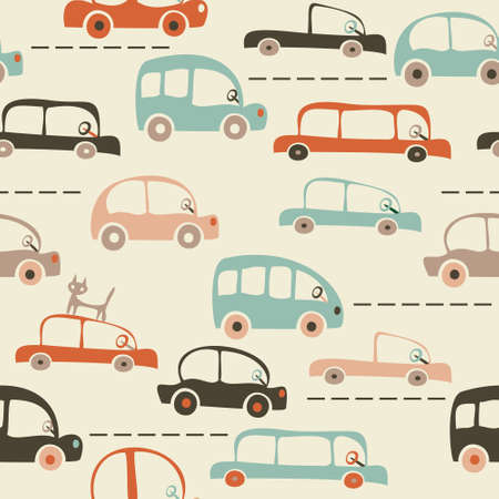 seamless cartoon map of cars and traffic のイラスト素材