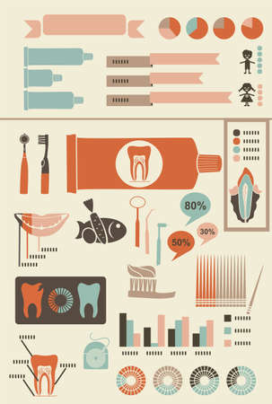 teeth care infographics with icons banners and charts for your text のイラスト素材