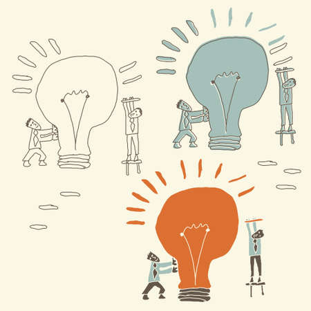 concept of idea being created as a result of teamworkのイラスト素材