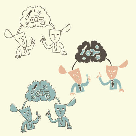 share ideas in teamwork のイラスト素材