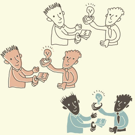 concept  man selling his idea to another businessman のイラスト素材