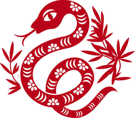 Chinese paper cut out snake as symbol of year 2013のイラスト素材