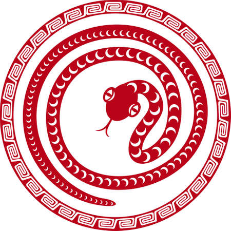 chinese paper cut snake as symbol of year 2013 のイラスト素材