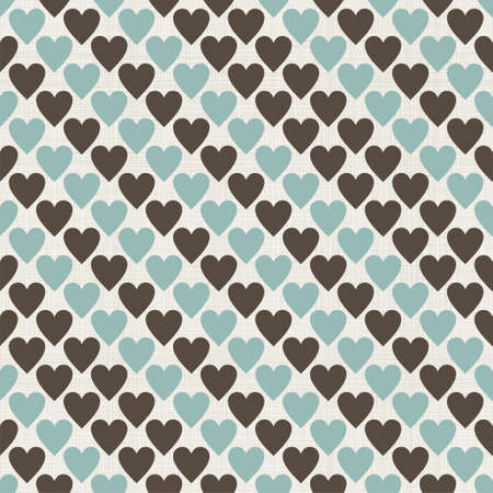 brown, blue and grey retro seamless hearts pattern in vectorのイラスト素材