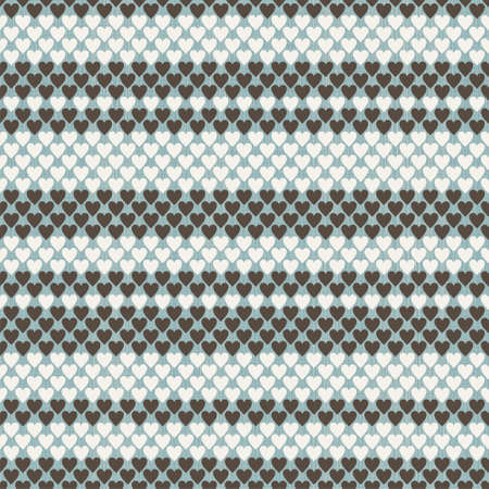 brown, blue and grey retro seamless hearts pattern in vectorのイラスト素材