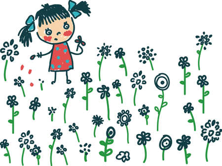 girl and flowersのイラスト素材